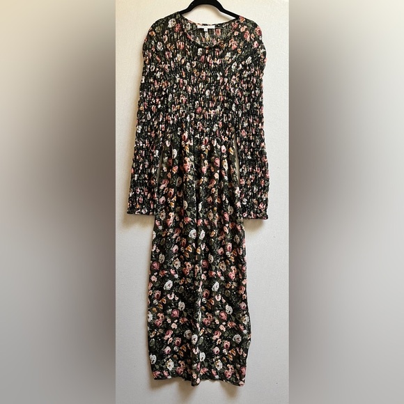 Vintage Expression smock floral chiffon maxi dress Sz S - Picture 1 of 12